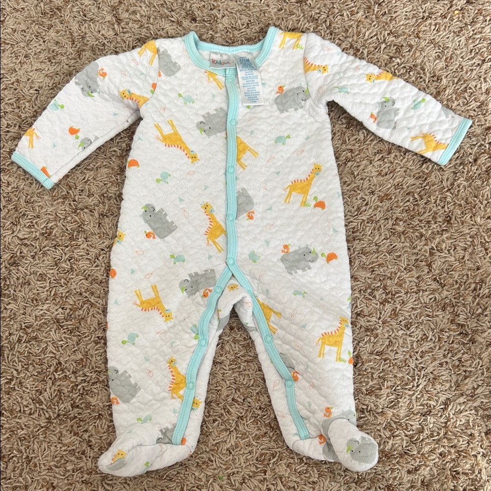 VINTAGE Kidgets Giraffe and Rhino Print Quilted One Piece
